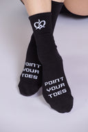 Point Your Toes Grip Crew Socks - Black