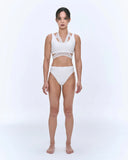 獵戶座透紗拼接上身-白