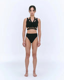 獵戶座透紗拼接上身-黑