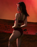 獵戶座透紗拼接上身-紅