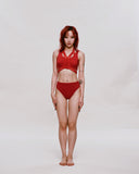獵戶座透紗拼接上身-紅