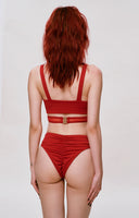 獵戶座透紗拼接上身-紅